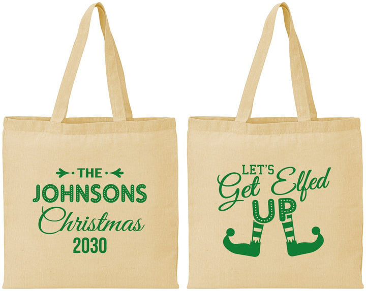 Personalized Christmas Cotton Tote Bags - Lets Get Elfed Up | 280037