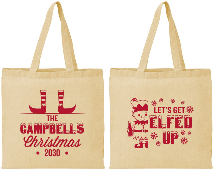 Personalized Christmas Cotton Tote Bags - Lets Get Elfed Up | 280038