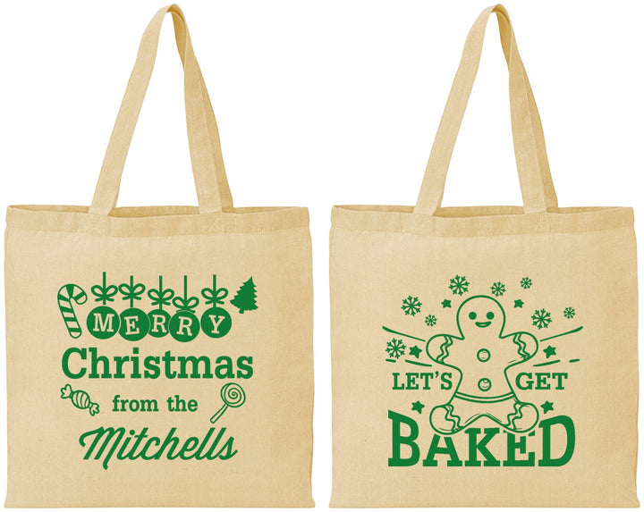 Personalized Christmas Cotton Tote Bags - Lets Get Baked | 280039