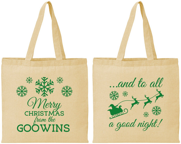 Personalized Christmas Cotton Tote Bags - To All A Good Night | 280041