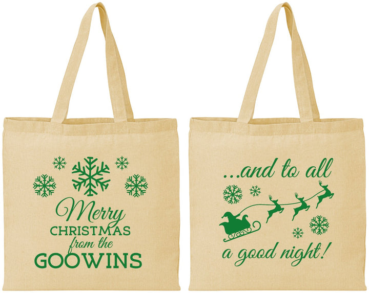 Personalized Christmas Cotton Tote Bags - To All A Good Night | 280041