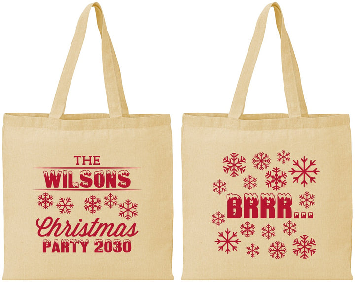 Personalized Christmas Cotton Tote Bags - Snowflakes | 280042