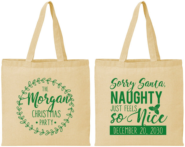Personalized Christmas Cotton Tote Bags - Naughty Or Nice | 280047