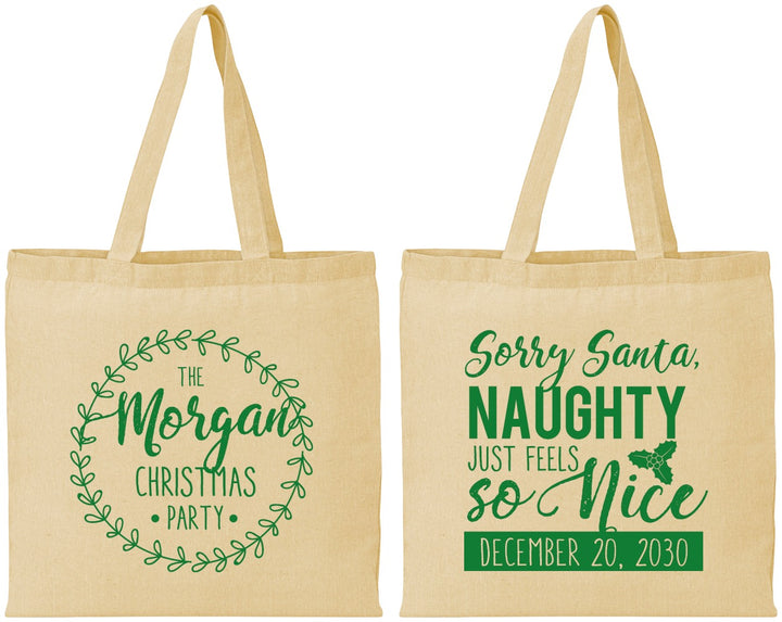 Personalized Christmas Cotton Tote Bags - Naughty Or Nice | 280047