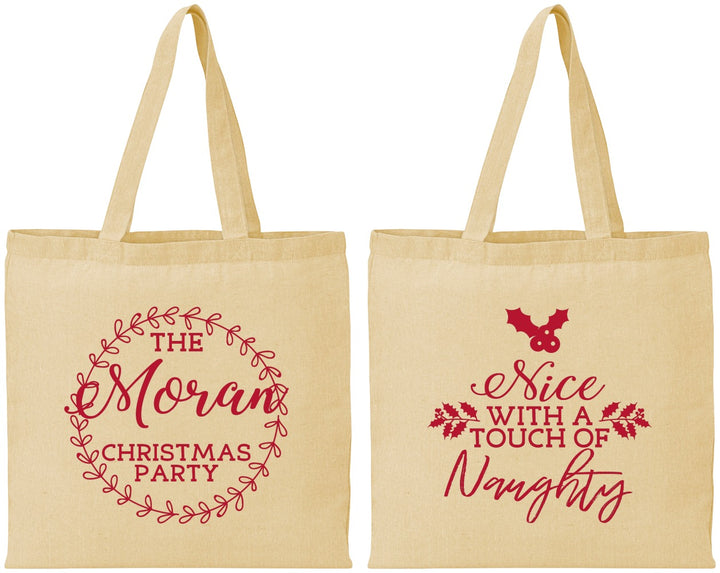 Personalized Christmas Cotton Tote Bags - Touch Of Naughty | 280048