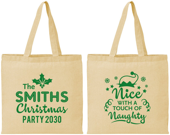 Personalized Christmas Cotton Tote Bags - Touch Of Naughty | 280049