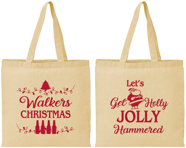 Personalized Christmas Cotton Tote Bags - Let Is Snow | 280050
