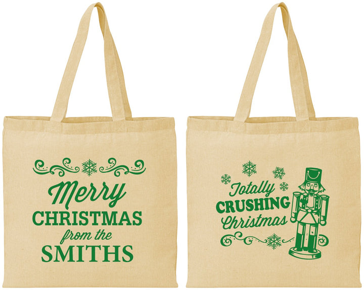 Personalized Christmas Cotton Tote Bags - Snowflakes | 280053