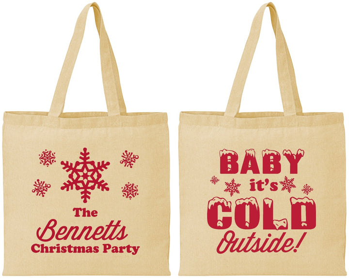 Personalized Christmas Cotton Tote Bags - Joy To The World | 280054