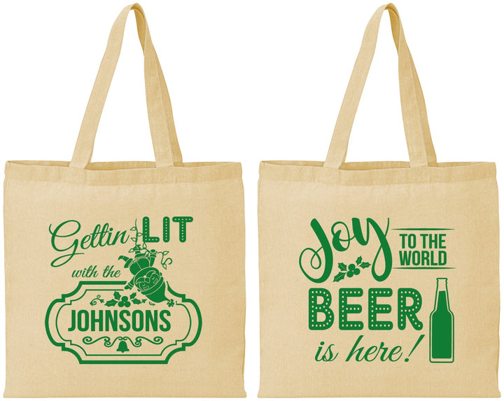 Personalized Christmas Cotton Tote Bags - Wine | 280055