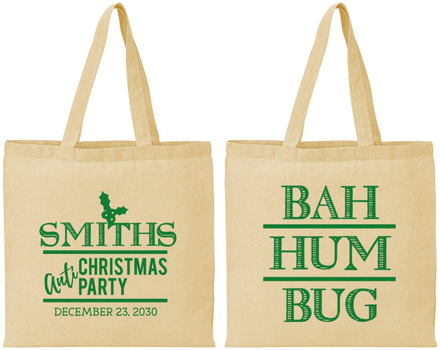 Personalized Christmas Cotton Tote Bags - Bah Hum Bug | 280057