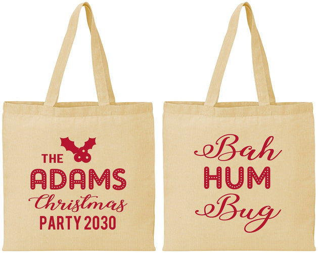 Personalized Christmas Cotton Tote Bags - Bah Hum Bug | 280058
