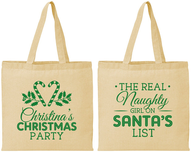 Personalized Christmas Cotton Tote Bags - Naughty List | 280059