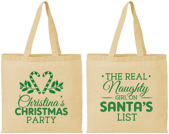 Personalized Christmas Cotton Tote Bags - Naughty List | 280059