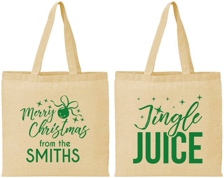 Personalized Christmas Cotton Tote Bags - Jingle Juice | 280067