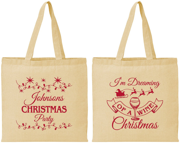 Personalized Christmas Cotton Tote Bags - Wine | 280068