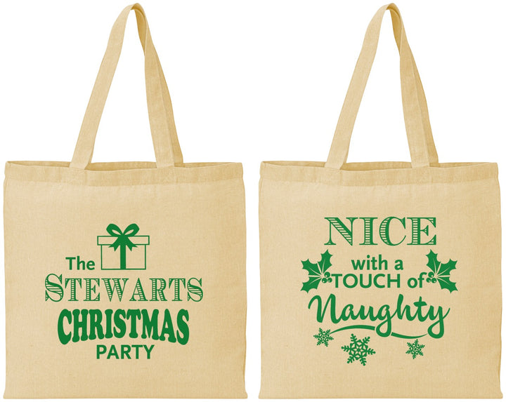 Personalized Christmas Cotton Tote Bags - Naughty Or Nice | 280069