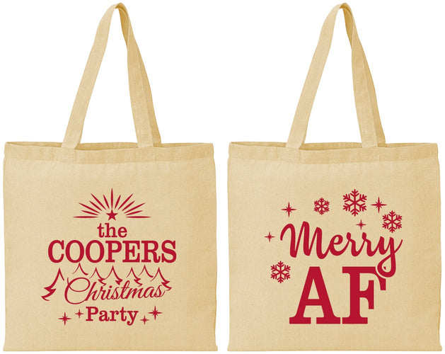 Personalized Christmas Cotton Tote Bags - Merry Af | 280078