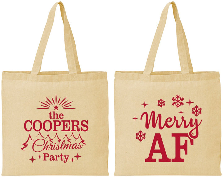 Personalized Christmas Cotton Tote Bags - Merry Af | 280078