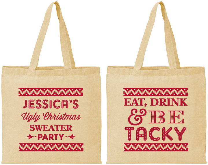 Personalized Christmas Cotton Tote Bags - Eat Drink Tacky | 280082