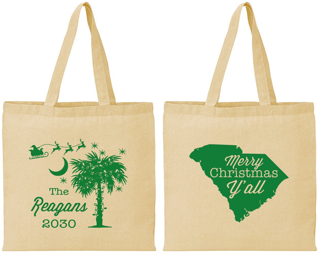 Personalized Christmas Cotton Tote Bags - South Carolina | 280083