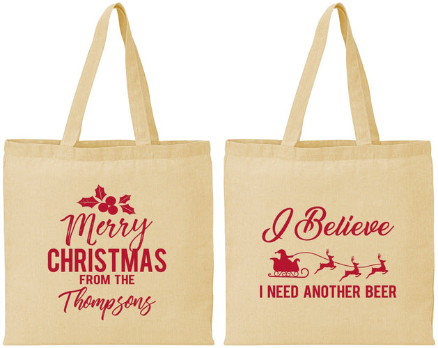 Personalized Christmas Cotton Tote Bags - Santa Claus | 280086