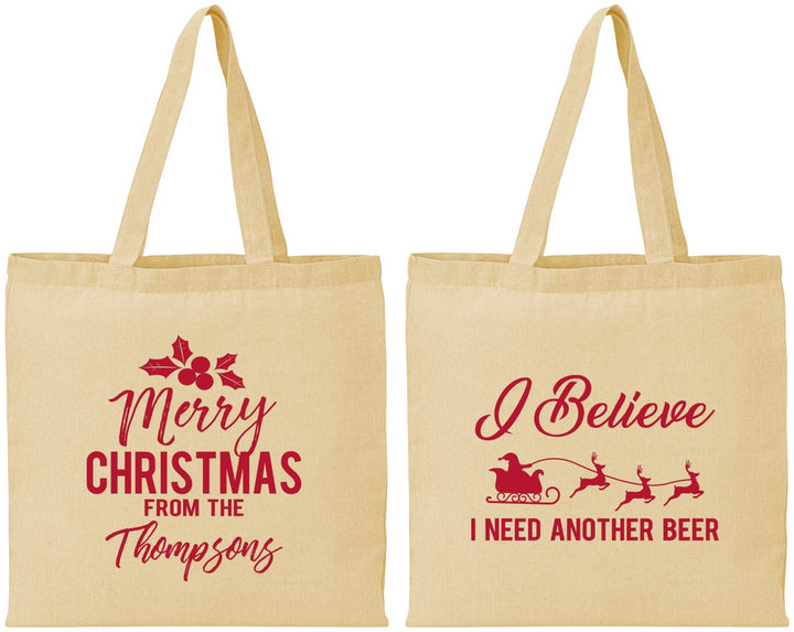 Personalized Christmas Cotton Tote Bags - Santa Claus | 280086