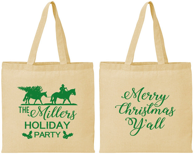 Personalized Christmas Cotton Tote Bags - Country | 280087
