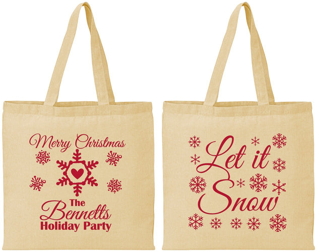 Personalized Christmas Cotton Tote Bags - Let Is Snow | 280088