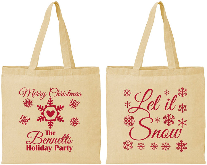 Personalized Christmas Cotton Tote Bags - Let Is Snow | 280088