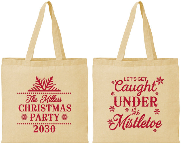 Personalized Christmas Cotton Tote Bags - Mistletoe | 280092