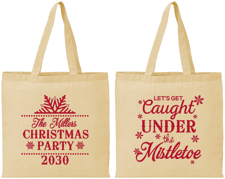 Personalized Christmas Cotton Tote Bags - Mistletoe | 280092