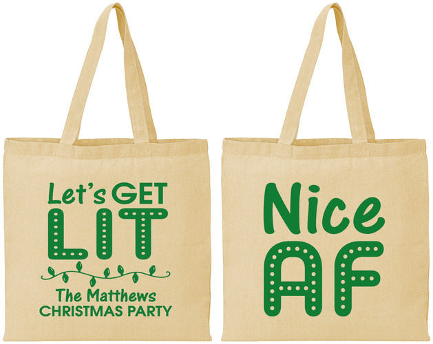 Personalized Christmas Cotton Tote Bags - Nice Af | 280093