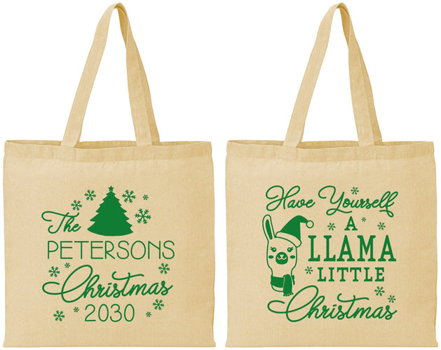 Personalized Christmas Cotton Tote Bags - Llama | 280095