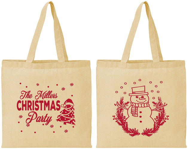 Personalized Christmas Cotton Tote Bags - Snowman | 280096