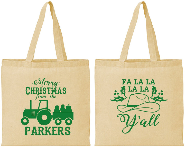 Personalized Christmas Cotton Tote Bags - Country | 280097