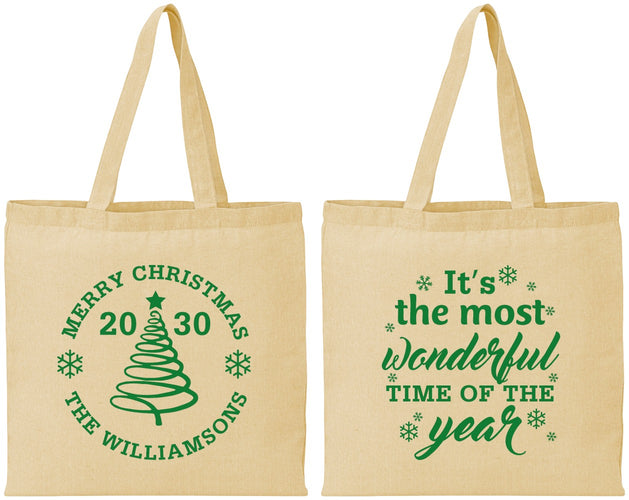 Personalized Christmas Cotton Tote Bags - Wonderful Time For A Beer | 280099