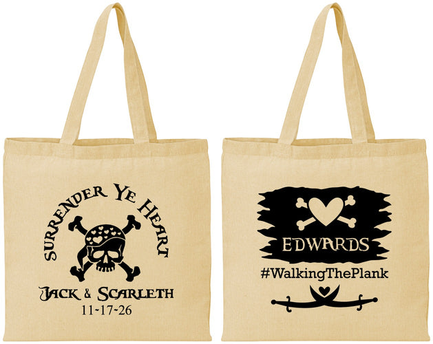 Personalized Wedding Cotton Tote Bags - Pirate | 286
