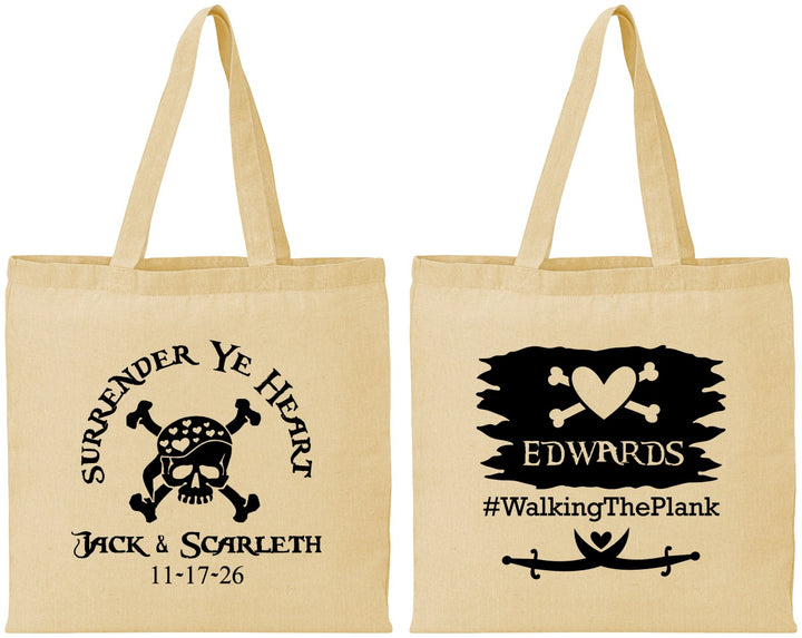 Personalized Wedding Cotton Tote Bags - Pirate | 286