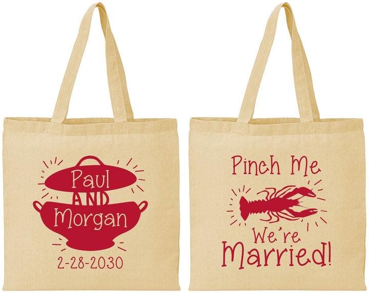 Personalized Wedding Cotton Tote Bags - Crawfish Boil | 288