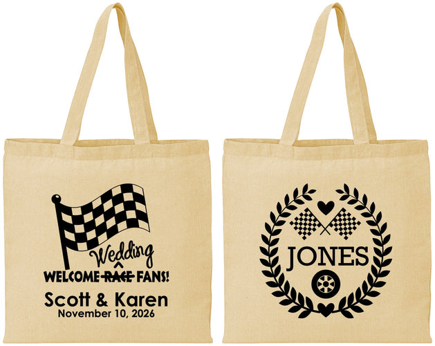 Personalized Wedding Cotton Tote Bags - Racing | 289