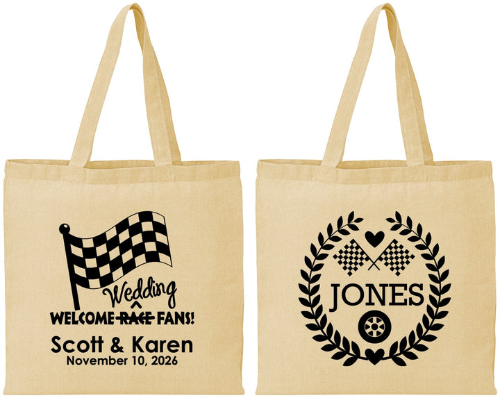 Personalized Wedding Cotton Tote Bags - Racing | 289