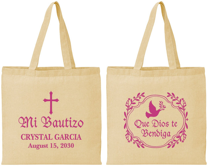 Personalized Baptism Cotton Tote Bags - Mi Bautizo | 290000