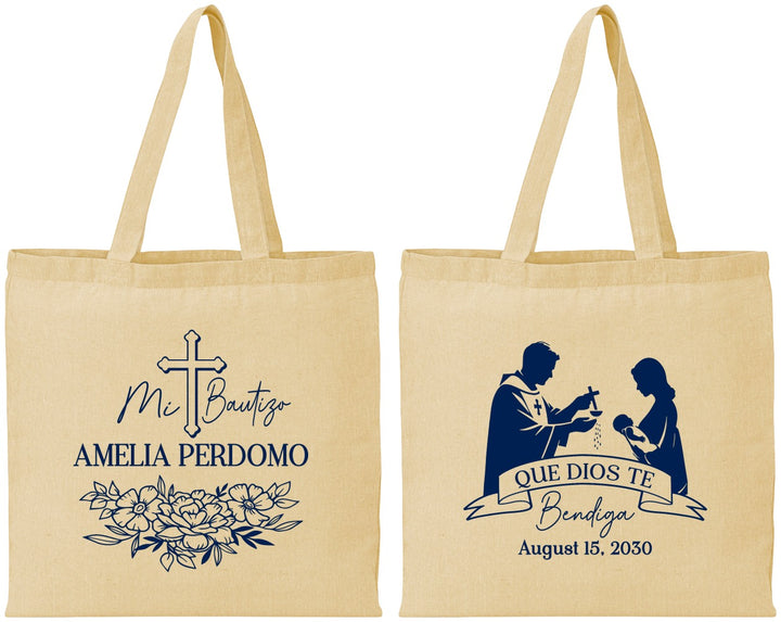 Personalized Baptism Cotton Tote Bags - Mi Bautizo | 290001