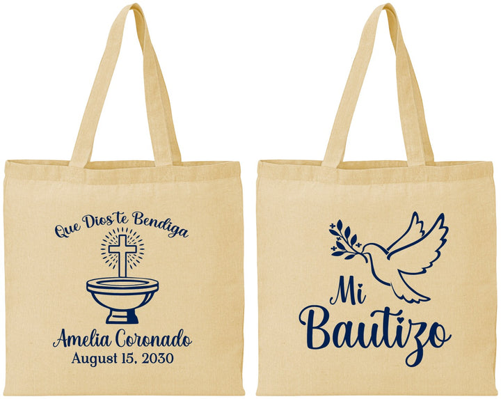 Personalized Baptism Cotton Tote Bags - Mi Bautizo | 290003
