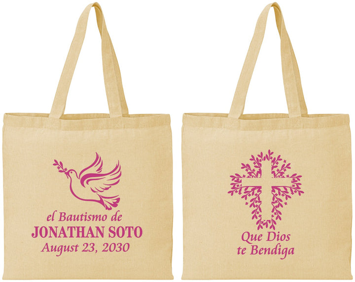 Personalized Baptism Cotton Tote Bags - Mi Bautizo | 290004