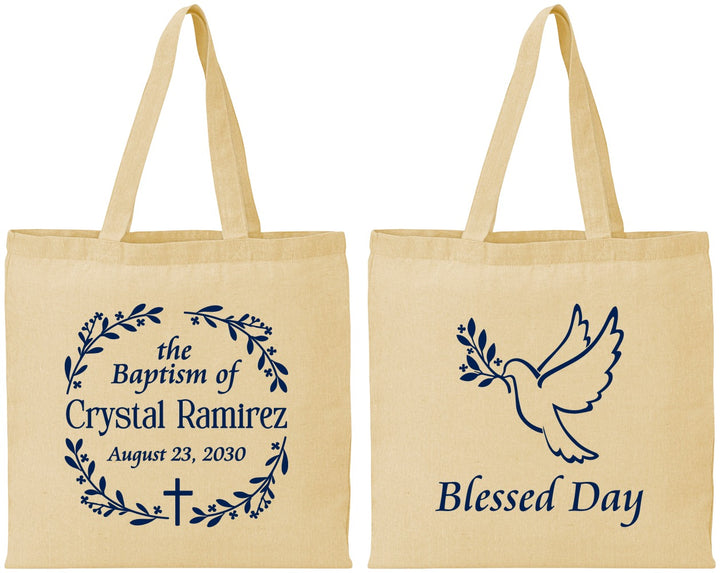 Personalized Baptism Cotton Tote Bags - Blessed Day | 290006