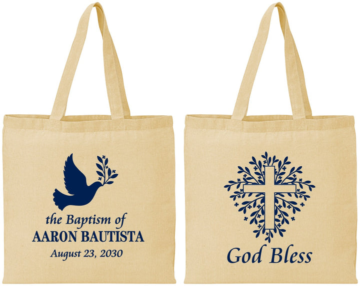 Personalized Baptism Cotton Tote Bags - God Bless | 290007