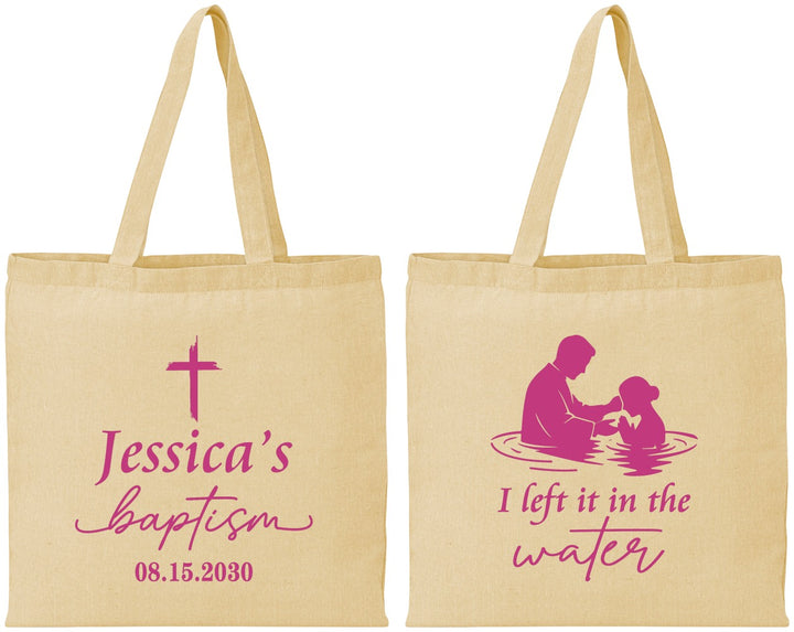 Personalized Baptism Cotton Tote Bags - I Left It In The Water | 290008