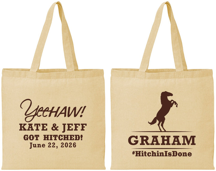 Personalized Wedding Cotton Tote Bags - Got Hitched | 296